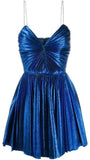 Tineit Simple A line Spaghetti Straps Royal Blue Short Homecoming Dress Birthday Dress (PRE-ORDER)