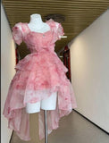 Tineit Cute A line Pink Tulle Homecoming Dress Party Dress (PRE-ORDER)