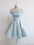 Tineit Vintage Off Shoulder Blue Short Homecoming Party Dress th Birthday Outfits (PRE-ORDER)