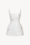 Tineit Vintage A line Straps White Satin Short Homecoming Dress Party Dress (PRE-ORDER)