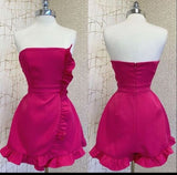 Tineit Cute A line Strapless Hot Pink Short Homecoming Dress Birthday Dresses (PRE-ORDER)