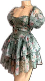 Tineit Cute A line Sweetheart Floral Chiffon Short Homecoming Dress Birthday Dresses (PRE-ORDER)