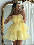 Tineit Cute A-line Yellow Mini Short Prom Homecoming Dresses Party Dress (PRE-ORDER)