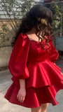 Tineit A Line Red Long Sleeves Homecoming Dress th Birthday Outfit (PRE-ORDER)