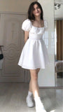 Tineit Cute A Line Short Sleeves White Homecoming Dress th Birthday Outfit (PRE-ORDER)