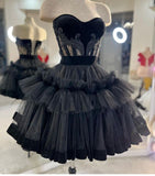 Tineit s Vintage Black Robes De Cocktail Lace Applique Homecoming Dress Party Dress (PRE-ORDER)