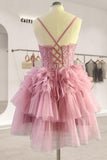 Tineit Appliques Tiered Ruffle Short Homecoming Dress Party Dress (PRE-ORDER)