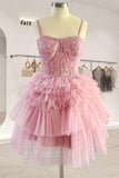 Tineit Appliques Tiered Ruffle Short Homecoming Dress Party Dress (PRE-ORDER)