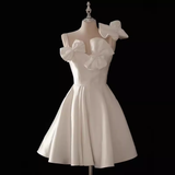 Tineit s Vintage White Cocktail Dress Homecoming Dress With Bow Party Dress (PRE-ORDER)