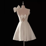 Tineit s Vintage White Cocktail Dress Homecoming Dress With Bow Party Dress (PRE-ORDER)