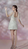 Tineit Pretty A line Short Sleeves White Homecoming Dress Short Cocktail Dress (PRE-ORDER)