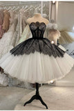 Tineit Strapless Short Ball Gown Black And White Homecoming Dress (PRE-ORDER)