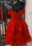 Tineit Tulle Sequin A-Line Homecoming dress with Sheer Corset Bodice and Ruffle Skirt (PRE-ORDER)