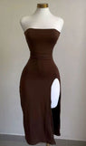 Tineit Chic Sheath Strapless Brown Homecoming Dresses Party Dress (PRE-ORDER)