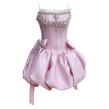 Tineit Cute A line Spaghetti Straps Short Pink Homecoming Dresses Cocktail Dress (PRE-ORDER)