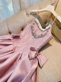 Tineit Cute A line Spaghetti Straps Short Pink Homecoming Dresses Cocktail Dress (PRE-ORDER)