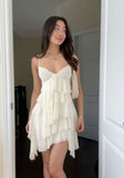 Tineit Cute A line Straps Ivory Short Chiffon Homecoming Dresses Cocktail Dress (PRE-ORDER)