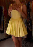 Tineit Sexy A Line Straps Yellow Short Homecoming Dresses st Birthday Outfit (PRE-ORDER)