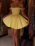 Tineit Sexy A Line Straps Yellow Short Homecoming Dresses st Birthday Outfit (PRE-ORDER)