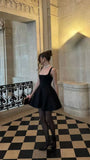 Tineit Sexy A Line Straps Black Short Homecoming Dresses st Birthday Outfit (PRE-ORDER)