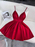 Tineit Sexy A Line Spaghetti Straps Short Red Homecoming Dresses st Birthday Outfits (PRE-ORDER)