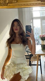 Tineit Sexy Sheath Straps Short Ivory Ruffles Homecoming Dresses st Birthday Outfits (PRE-ORDER)