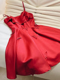 Tineit Simple A Line Spaghetti Straps Red Short Homecoming Dresses th Birthday Outfit (PRE-ORDER)