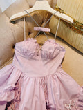 Tineit Cute Ball Gown Spaghetti Straps Pink Short Homecoming Dresses th Birthday Outfit (PRE-ORDER)