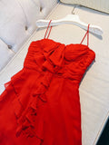 Tineit Sexy Sheath Straps Red Short Chiffon Homecoming Dresses th Birthday Outfit (PRE-ORDER)