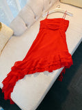 Tineit Sexy Sheath Straps Red Short Chiffon Homecoming Dresses th Birthday Outfit (PRE-ORDER)