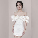 Tineit Sexy Sheath Strapless White Satin Short Homecoming Dresses th Birthday Outfit (PRE-ORDER)