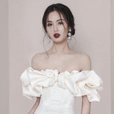 Tineit Sexy Sheath Strapless White Satin Short Homecoming Dresses th Birthday Outfit (PRE-ORDER)