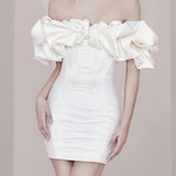 Tineit Sexy Sheath Strapless White Satin Short Homecoming Dresses th Birthday Outfit (PRE-ORDER)