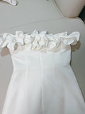 Tineit Sexy Sheath Off The Shoulder White Satin Short Homecoming Dresses th Birthday Outfit (PRE-ORDER)