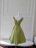 Tineit Simple A Line Straps Green Short Satin Homecoming Dresses th Birthday Outfit (PRE-ORDER)