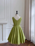 Tineit Simple A Line Straps Green Short Satin Homecoming Dresses th Birthday Outfit (PRE-ORDER)