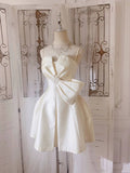 Tineit Simple A line Spaghetti Straps Ivory Mini Party Dress Short Homecoming Dresses (PRE-ORDER)