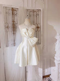 Tineit Simple A line Spaghetti Straps Ivory Mini Party Dress Short Homecoming Dresses (PRE-ORDER)