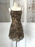 Tineit Sexy A line Spaghetti Straps Leopard Homecoming Dresses Short Birthday Outfits (PRE-ORDER)