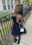 Tineit Simple Ball Gown th Birthday Outfit Hoco Dress Black Short Ruffles Homecoming Dresses (PRE-ORDER)