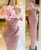 Tineit Sexy Sheath Strapless Pink Long Prom Dresses Evening Dress With Beads (PRE-ORDER)