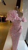 Tineit Sexy Sheath Strapless Pink Long Prom Dresses Evening Dress With Beads (PRE-ORDER)