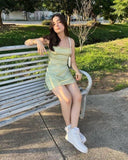 Tineit th Birthday Outfit Sexy Green Spaghetti Straps Mini Short Homecoming Dresses (PRE-ORDER)