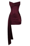 Tineit Strapless Draped Corset Dress Burgundy Homecoming Dresses Party Dress (PRE-ORDER)