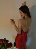 Tineit Red Evening Dresses Sexy Formal Party Dresses Spaghetti Strap Senior Homecoming Dress (PRE-ORDER)