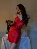 Tineit Red Evening Dresses Sexy Formal Party Dresses Spaghetti Strap Senior Homecoming Dress (PRE-ORDER)