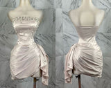 Tineit Sparkly Prom Dresses Short Glitter Satin Party Dresses Sheath Homecoming Dress (PRE-ORDER)