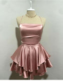 Tineit Simple A Line Spaghetti Straps Pink Birthday Outfits Satin Homecoming Dresses (PRE-ORDER)