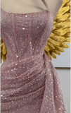 Tineit Sexy Sheath Strapless Pink Sequin Homecoming Dresses Short Birthday Outfits (PRE-ORDER)