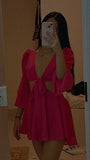 Tineit th Birthday A Line V Neckline Hot Pink Homecoming Dresses Sexy Short Mini Party Dress (PRE-ORDER)